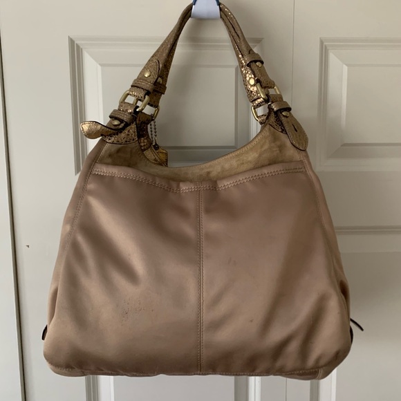 Coach Maggie Madison Gold Bronze Crinkled Leather Hobo Bag 13895 - Picture 2 of 16